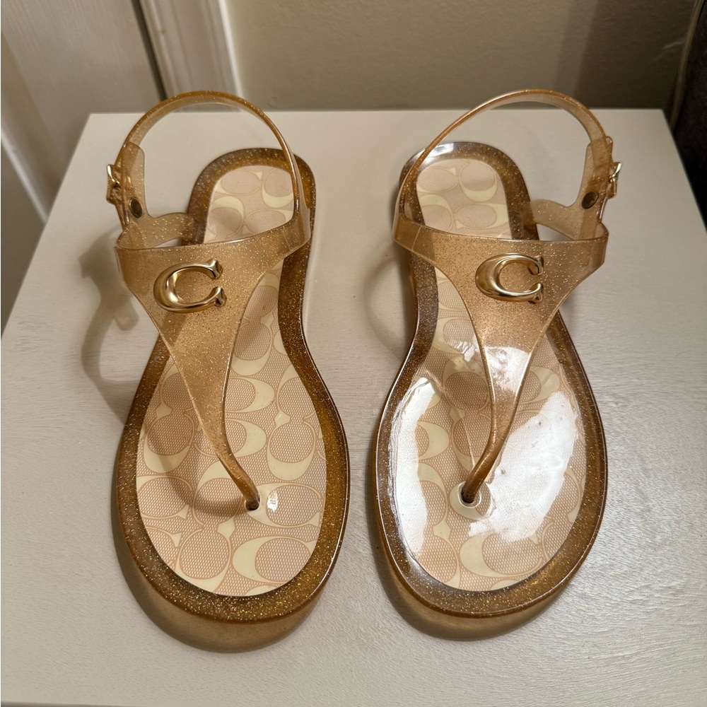 Coach Natalee Jelly Sandals in Gold